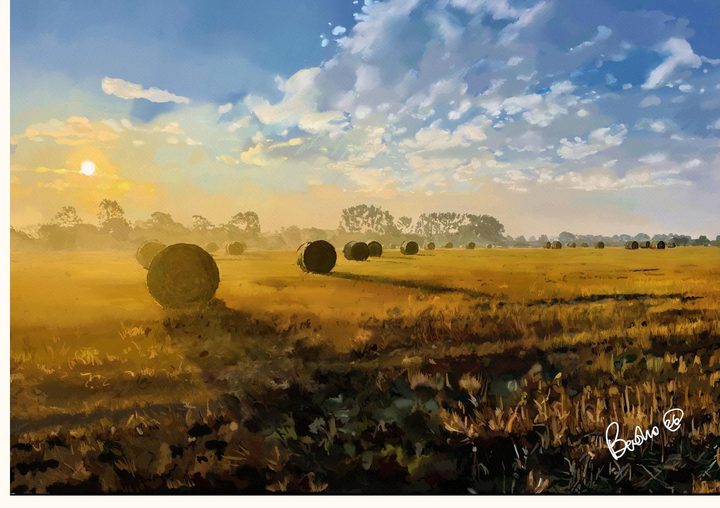 Harvest Bales painting by Basho