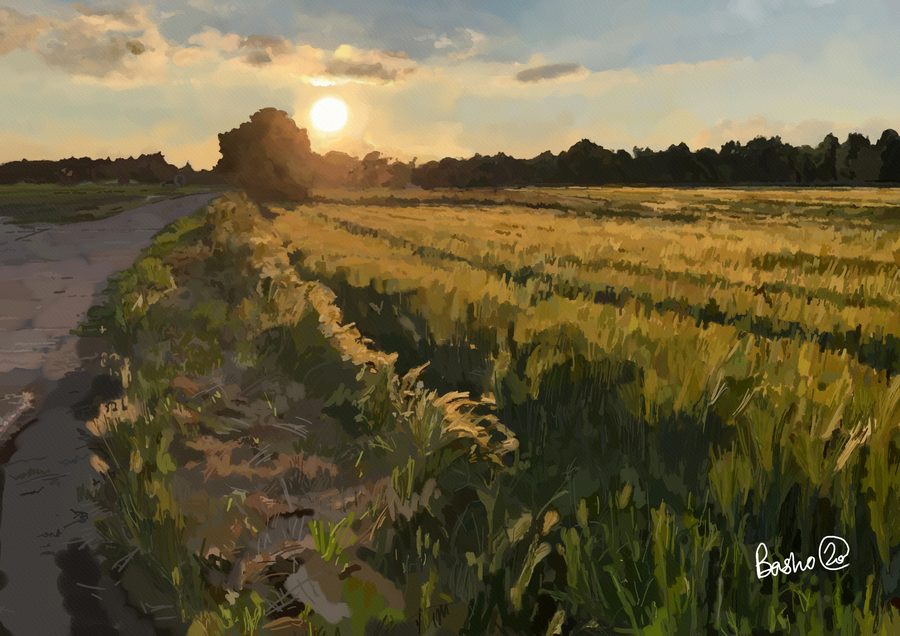 Lane at Sunset painting by Basho